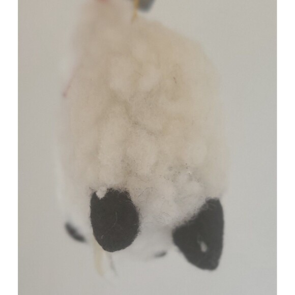 Vintage SHEEP LAMB Covered w/Fuzzy Wool Red Bow Christmas Ornament Cannon Falls - Picture 7 of 8